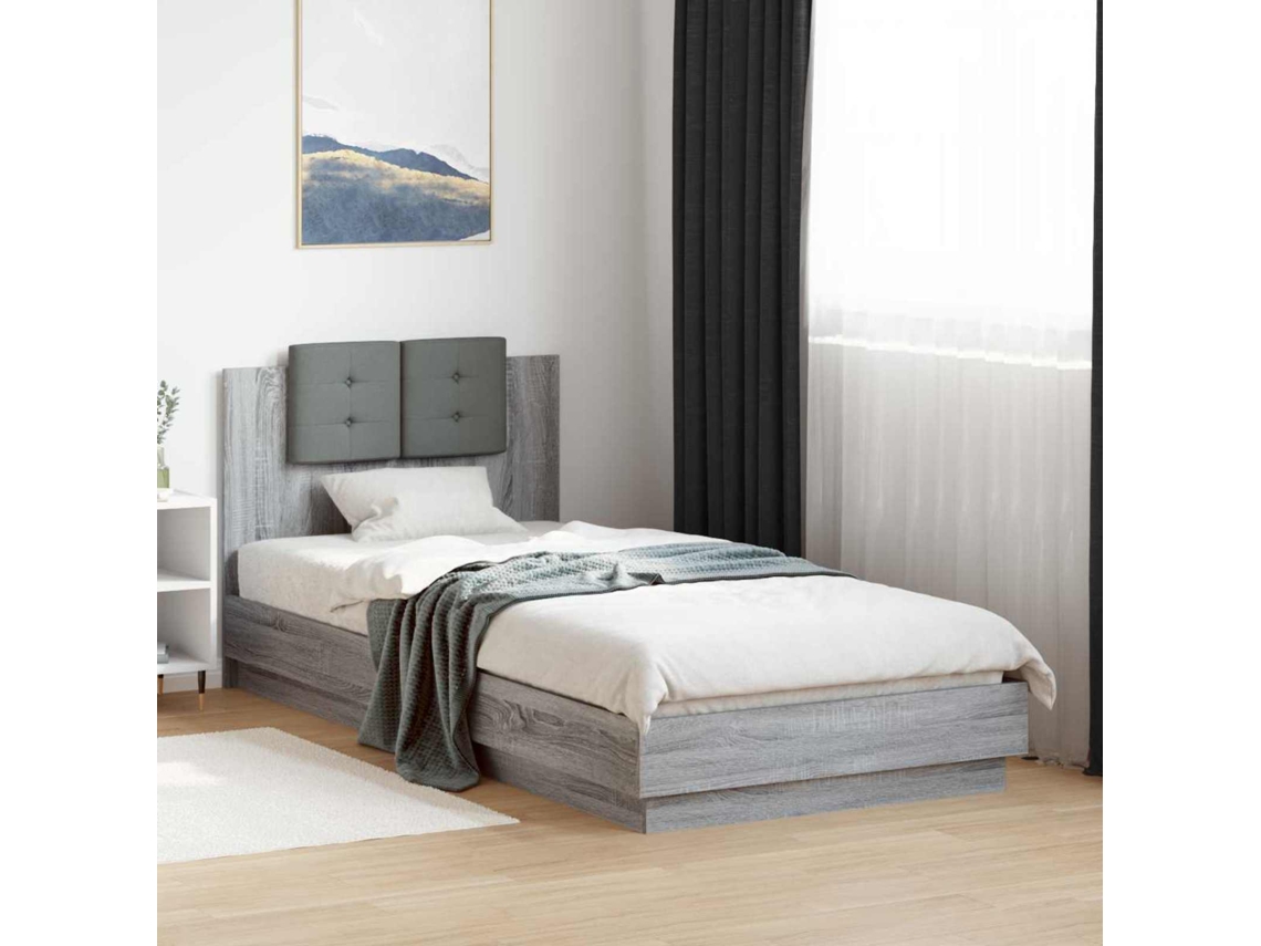 Vidaxl Estrutura De Cama Com Cabeceira Sonoma Cinzento 80 X 200 Cm