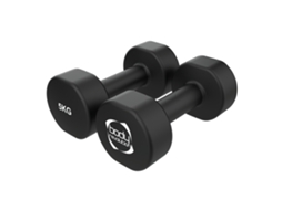 Par De Halteres Neoprene 2 X 5kg Pesos De Mão Ferro Fundido Revestido Base Plana Hexagonal Antiderrapante Para Ginásio E