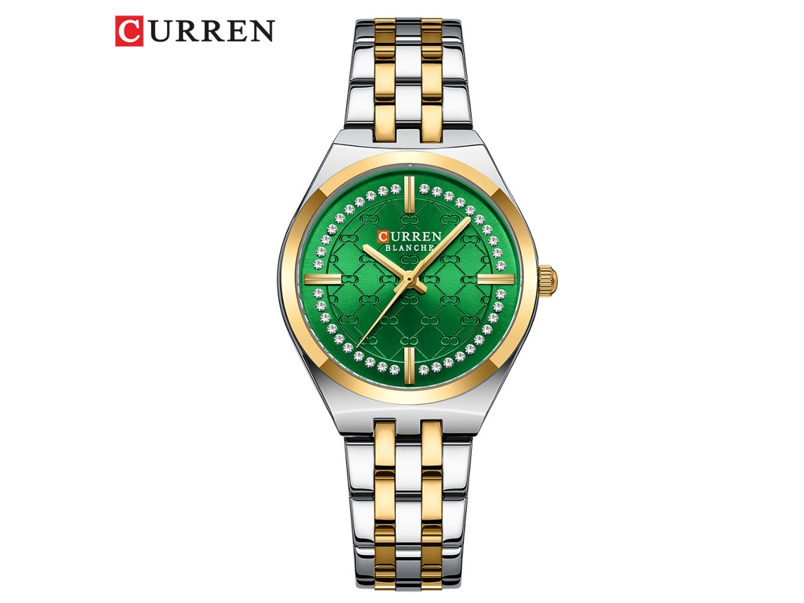 Relógio Feminino Com Pulseira De Aço, Mostrador Estampado Elegante E Resistente À Água.