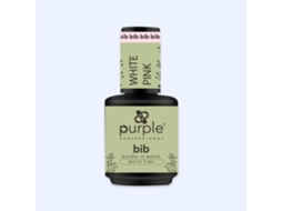 Bib Builder em uma garrafa branca rosa roxo
