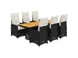 Maison Exclusive - 7 Pcs Conjunto De Bistrô P/ Jardim C/ Almofadões Vime Pe Preto