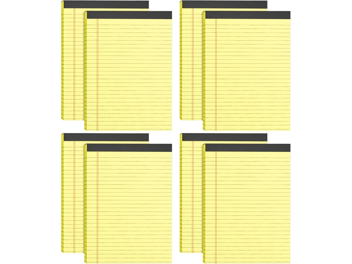 Lote De 8 Blocos-notas Amarelos De 21,6 X 27,9 Cm - Bloc-notes À Lignes Larges - Blocs Lignés De Papier Jaune