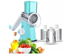 Cortador De Verduras E Frutas Fitnate De Manivela De Aço Inoxidável Com 2 Lâminas Giratórias Intercambiáveis Para Picar E Ralar Azul