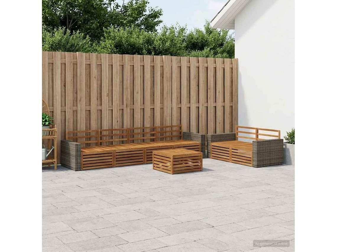 Vidaxl Conjunto De Sofás Para Exterior 7 Pcs Natural