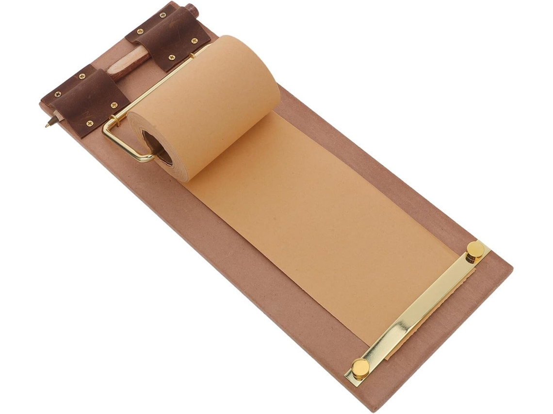 Quadro de Avisos Vintage em Couro para Parede, com Rolo Papel Substituível, Caneta Madeira Inclusa, Suporte Pa