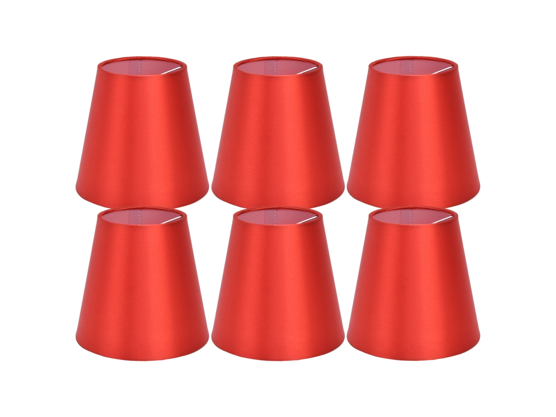 2026 6pcs Abat jour E14 Tissu para Lâmpada de Mesa Plafonária Quarto Sala Vermelho Intenso Px150