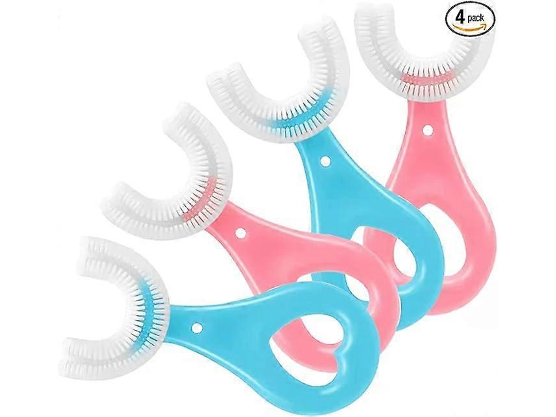 Escova De Dentes Em U Para Crianças Com Cabo, Silicone Macio