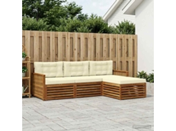 Vidaxl Conjunto De Sofás Para Exterior 4 Unid. Natural E Creme