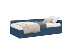 Conjunto de 2 Estruturas de Cama de Canto com Colchão Outros Azul Tecido MAISON EXCLUSIVE