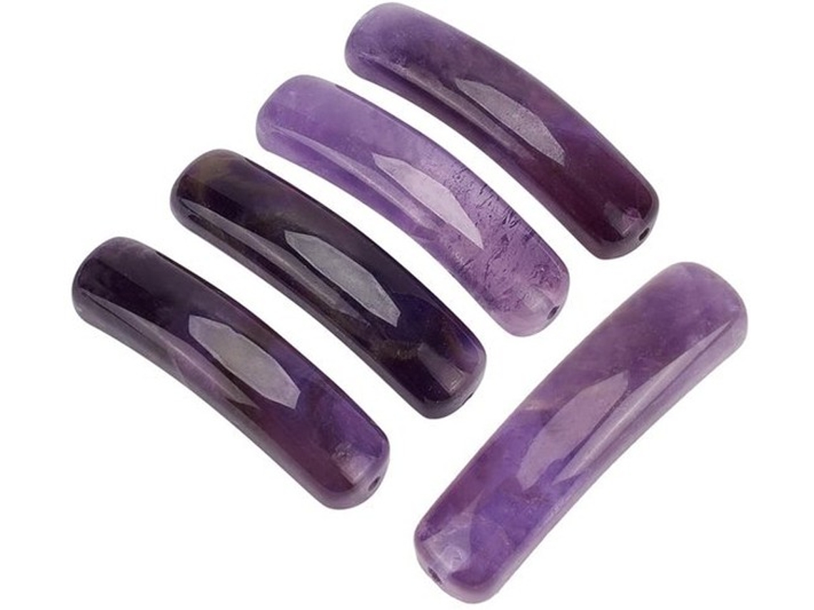 Escolha Sólida - Ametista Cordão 5 Unidades - Pedras Arredondadas - Adereços Diy - Pulseiras/cadeados - Design Único - Furo 1,4 Mm