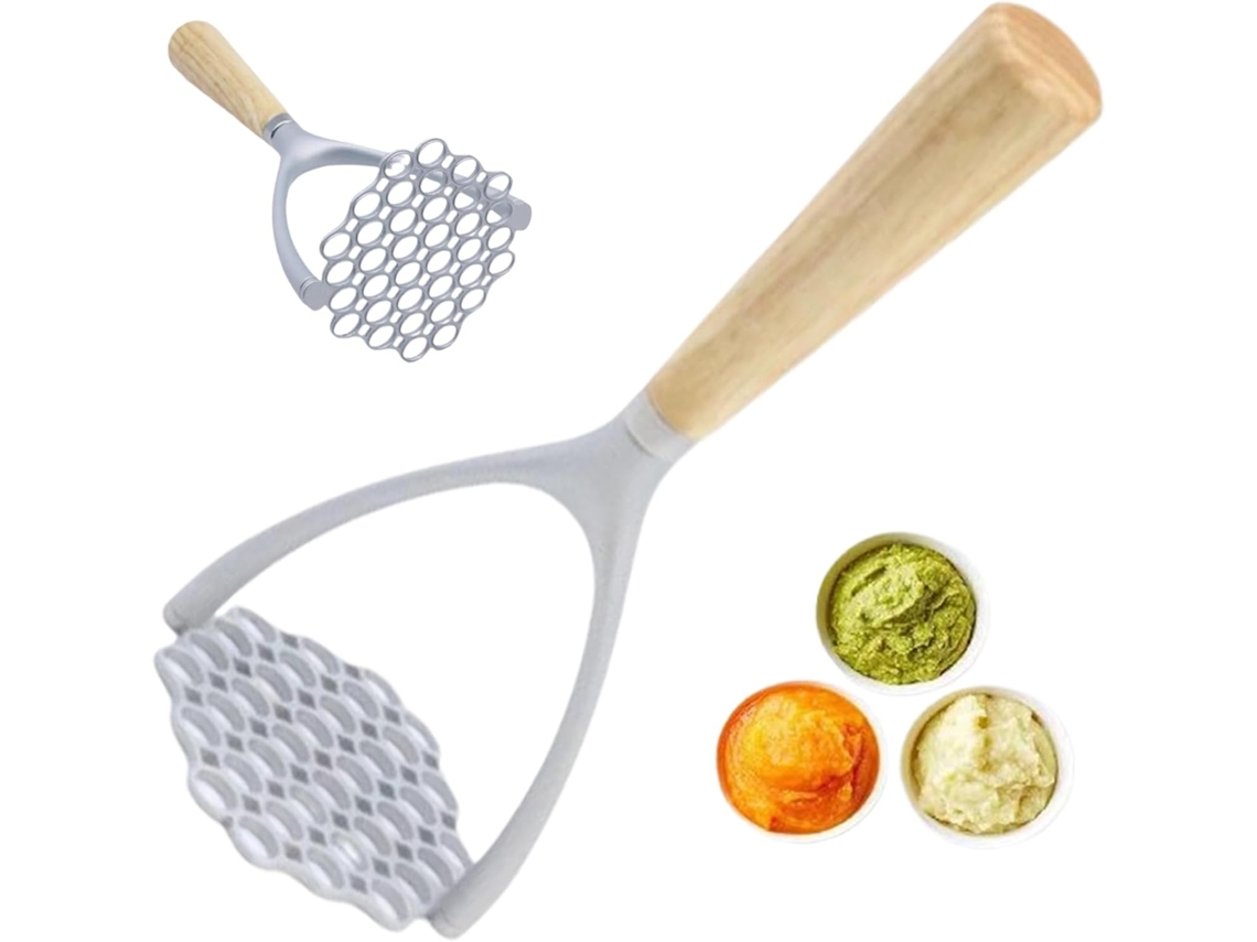 Espremedor De Batatas Portátil Com Cabo Madeira, Ideal Para Cozinhar