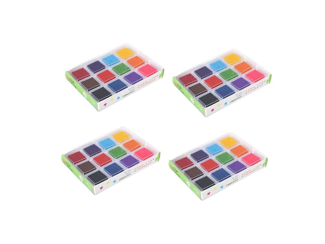 Conjunto de 48 rolos de tinta laváveis em 12 cores para crianças, ideais para artesanato e confecção de cartões.