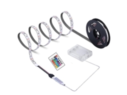 Fita LED RGB 5050 com Controle Remoto Bateria IP65 1m para Decoração com Marca