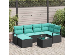 Vidaxl Conjunto De Sofás 7 Unid. Preto Vime Pe
