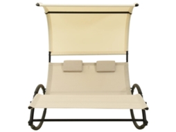 Maison Exclusive - Espreguiçadeira Dupla Com Toldo Textilene Cor Creme