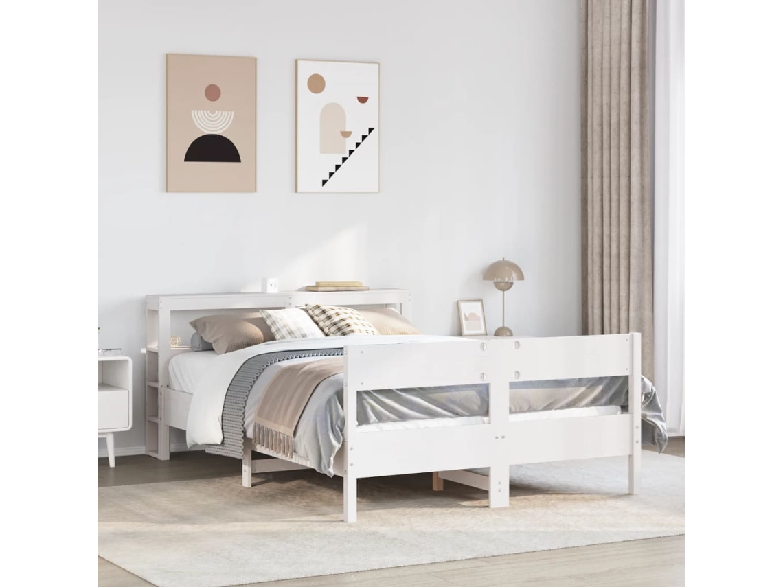 Vidaxl Cama Sem Colchão 120x200 Cm Madeira De Pinho Maciça Branco
