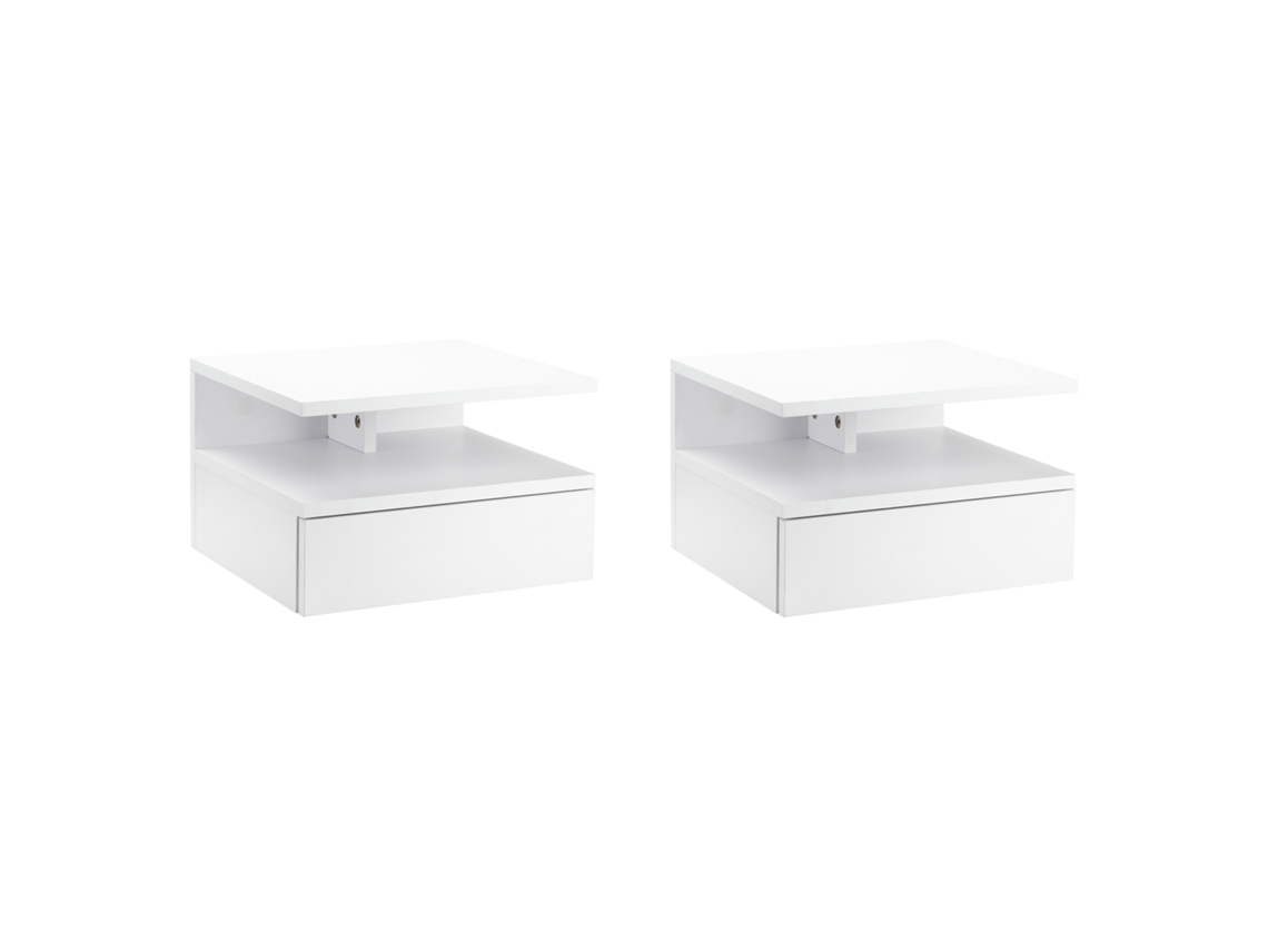 Conjunto de 2 Mesas Suspensas com Gaveta, para Parede, 35x32x22,5 Cm, Brancas | S/MARCA