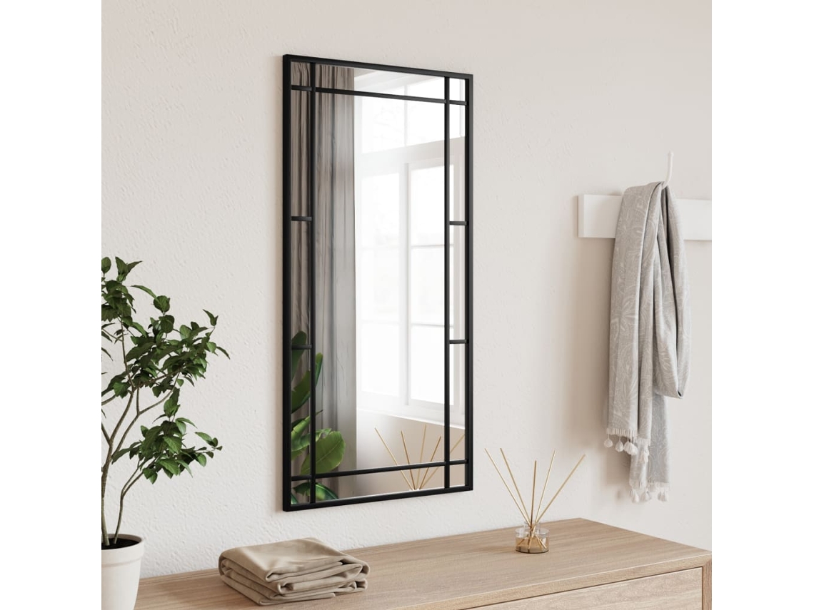 Vidaxl Espelho De Parede Retangular 40x80 Cm Ferro Preto