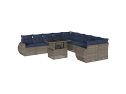 Conjunto de Sofá de Jardim, 11 Peças, Almofadas, Rattan Cinza MAISON EXCLUSIVE
