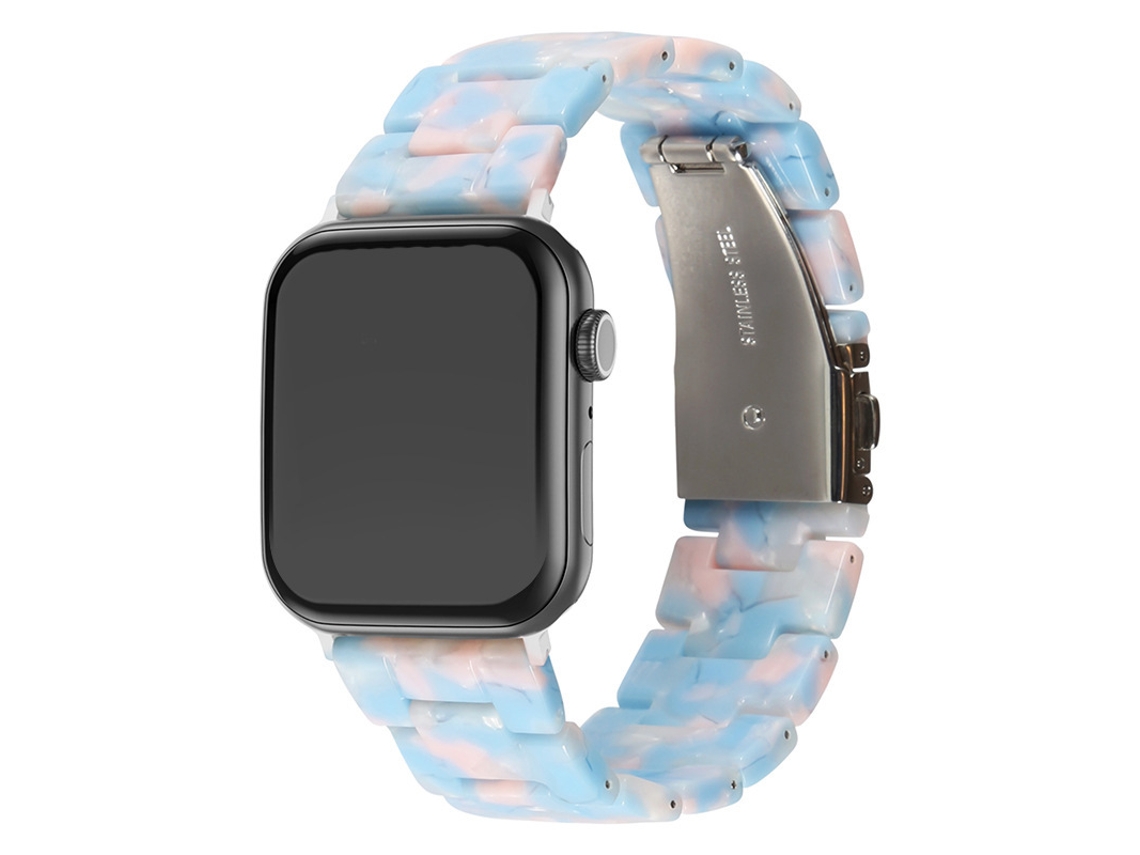 Pulseira transparente de resina cerâmica para relógios Huawei, Apple, Samsung, iWatch 10e e Galaxy Watch 7, azul claro.