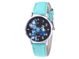 Relógio de casal casual com pulseira de PU, estampa de Halloween, verde menta charmoso
