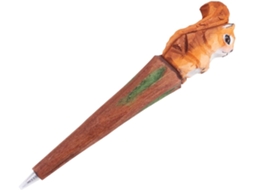 Caneta Esferográfica Em Formato De Esquilo, Esculpida À Mão, Leve E