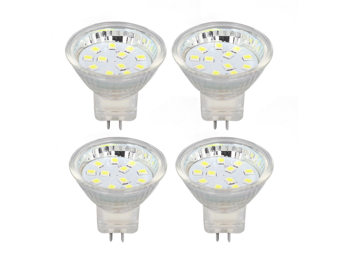 Conjunto de 4 Lâmpadas Mr11 com 12 Leds, 2w, 300 Lúmens, para Iluminação de Jardim CHABERLU