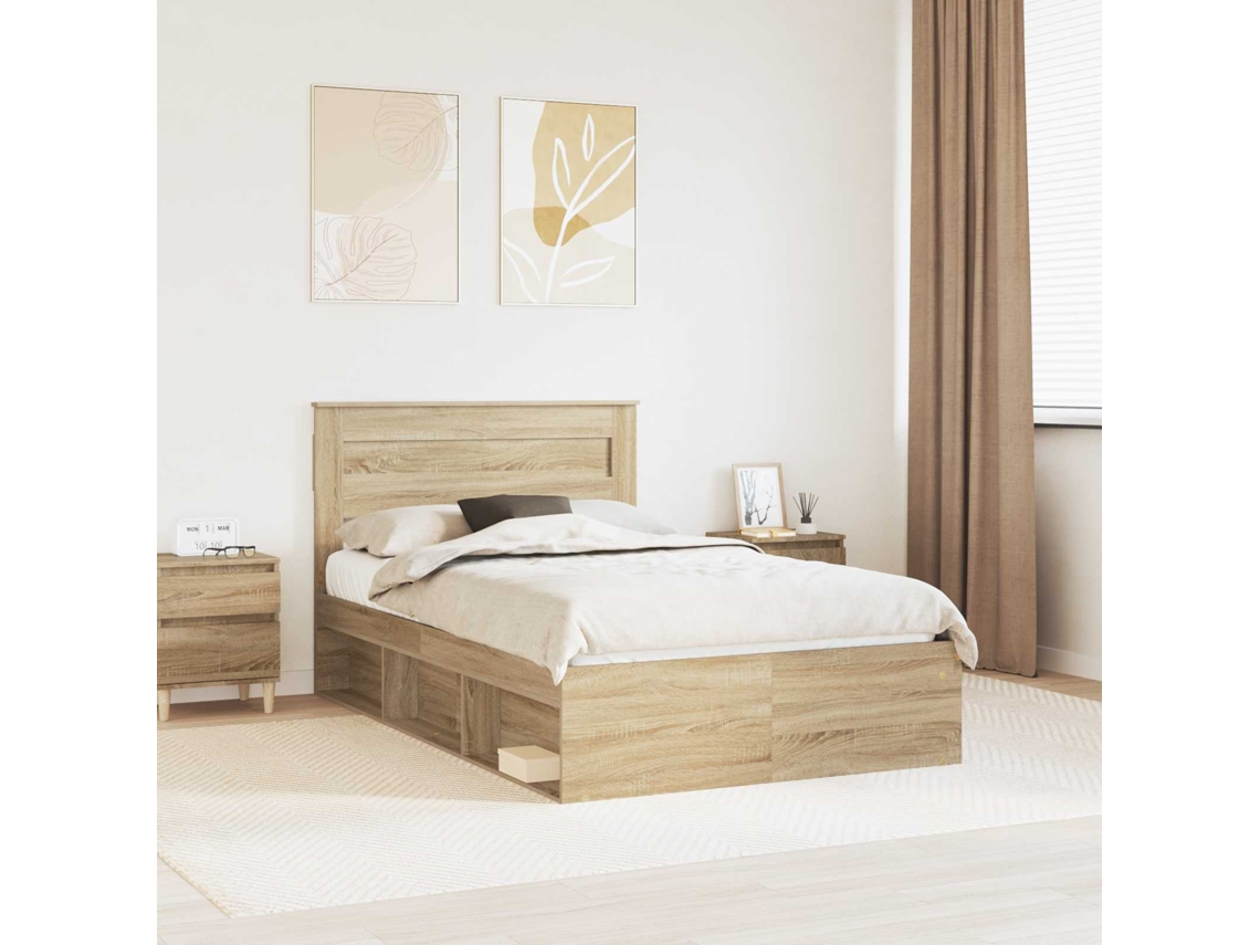 Vidaxl Estrutura Da Cama Com Cabeceira Sonoma 120 X 200 Cm