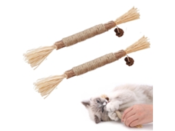 2pcs Brinquedos para Gatos Morder Dentes Limpeza Pau Natural Mastigação Filhotes S/MARCA