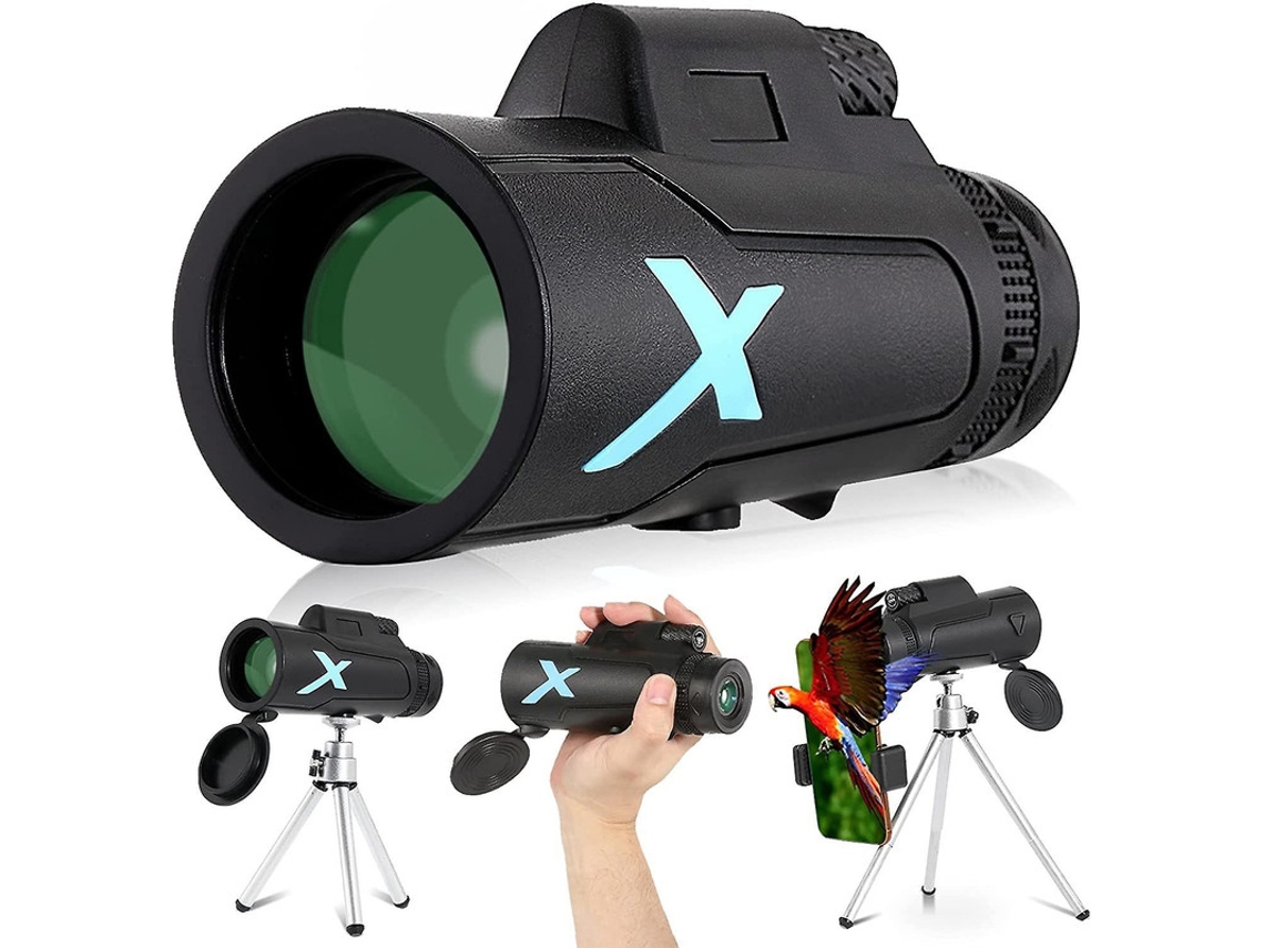 Telescópio Monocular 12x50 Hd Bak4 Prisma Ip68 Visão Noturna Baixa Tripé Ajustável Observação Pássaros Caça Turismo Preto Bestvite