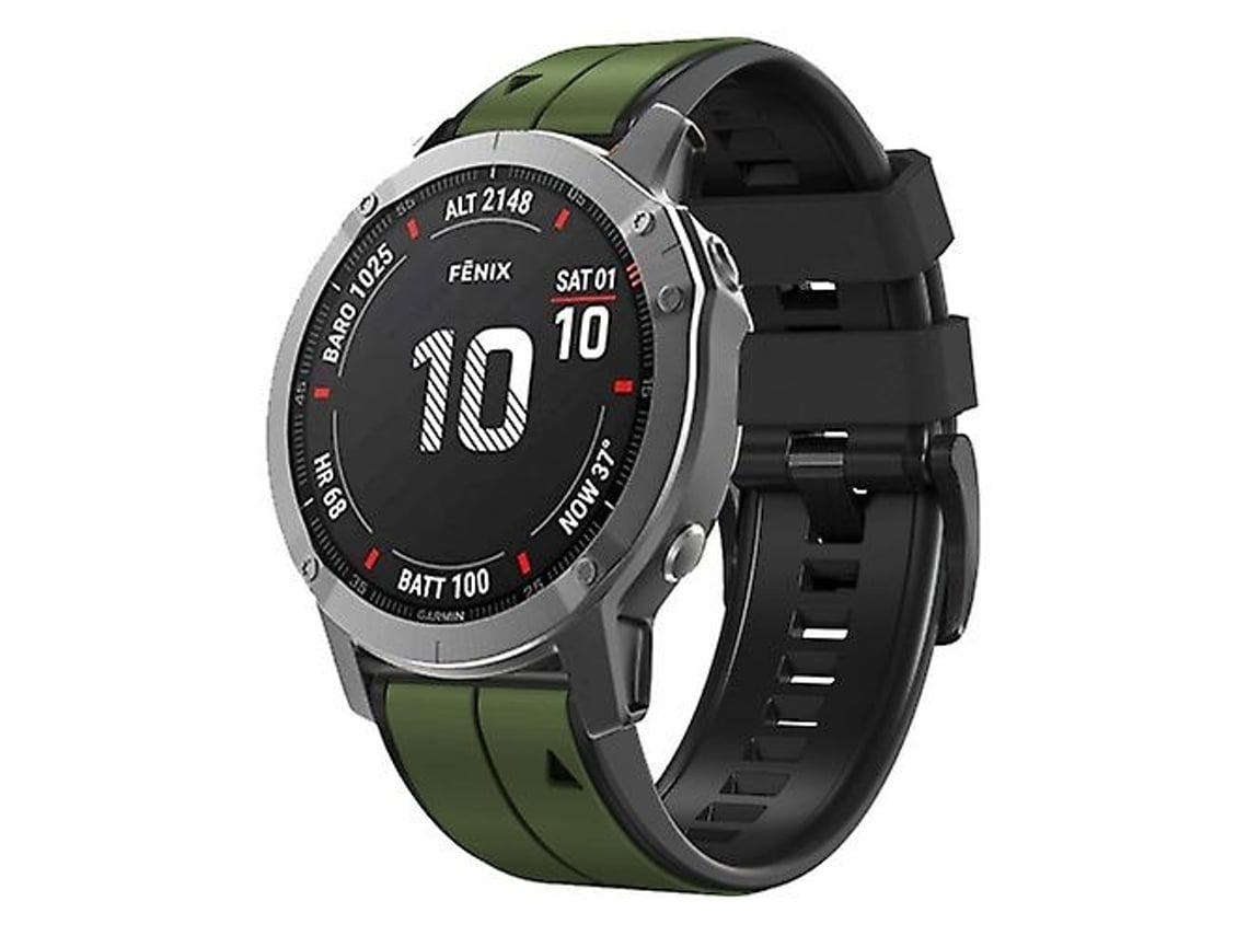 Pulseira De Relógio Lurelia Para Garmin Fenix 3 Hr 22 Mm Em Silicone Amygreen Preto