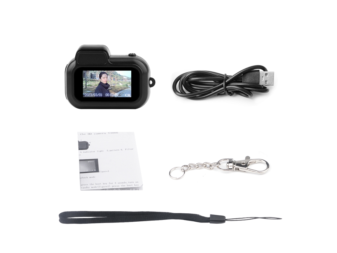 Mini Câmera Portátil 1080p com Tela para Esportes MDUG (preta Sem Cartão de Memória)