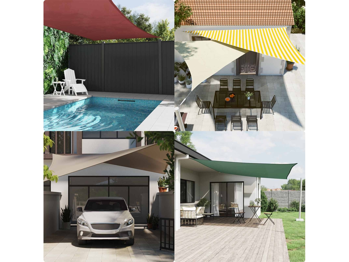 Vidaxl Vela De Sombra Solar Amarelo E Branco 5 × 3,5 M