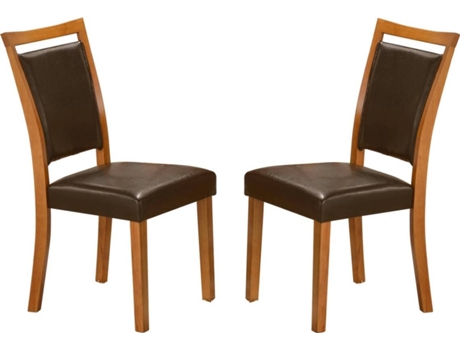 Conjunto 2 Cadeiras  Chelsea (Castanho - Pele Sintética e Madeira - 96 x 44 x 59 cm)