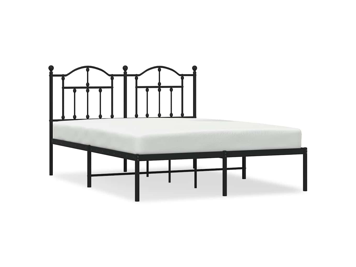 Bed Frame, Bed Frames Vidaxl Preto Aço (135 X 190 Cm)