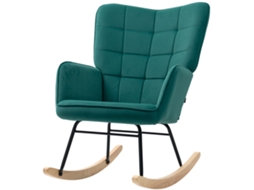 Cadeira Balanço Veludo 71x98x101cm Estrutura Aço, Verde