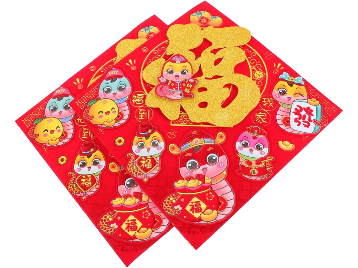 Conjunto De 2 Peças De Decoração Para Janelas E Portas Com Desenhos Animados Chineses . Fácil De Aplicar. Gokoco (fu)