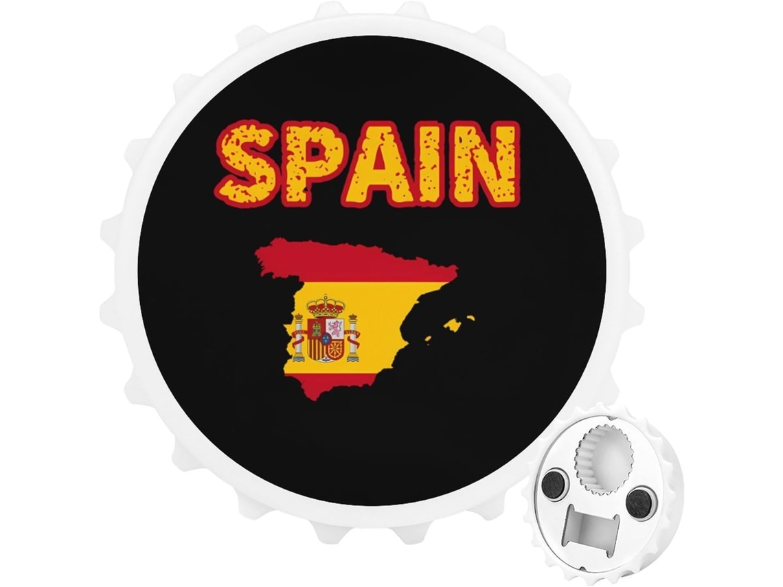 Ímã De Aço Inoxidável Com A Bandeira Espanhola, Branco