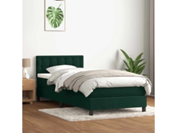 Vidaxl Cama Com Molas/colchão Verde-escuro 80x220 Cm Veludo