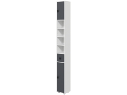 Coluna Banheiro 20x20x180cm Com Gaveta E 4 Prateleiras, Cinza