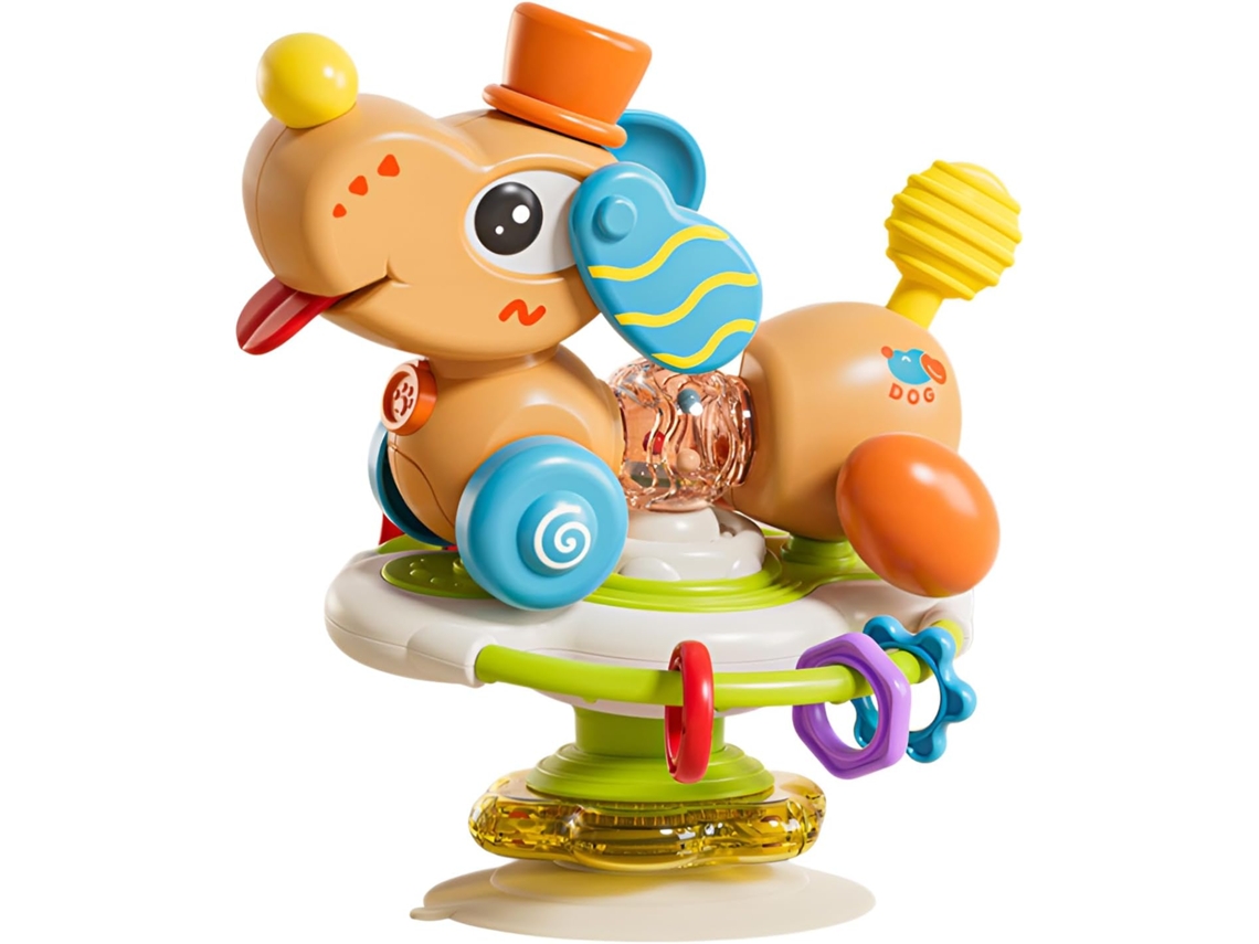 Brinquedo Giratório para Bebê com Ventosa, Volante Desmontável para Mesa de Bebê, Formato de Cachorromarrom CZHHMART