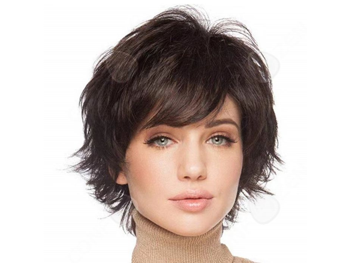 Peruca Curta De 8 Polegadas Cabelos Curtos E Cacheados À Moda Mulheres Cobertura De Cabelo Em Fibras Químicas Macias Marrons Confozen