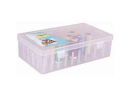 Caixa Organizadora Transparente Para Costura, Com 42 Cores, Porta Bobinas E Tampa, Ideal Uso Doméstico. Aquaforge