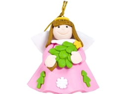 2 Pack Angelitos Colgantes De Cerámica Suave Para Decoración De Navidad Rosa