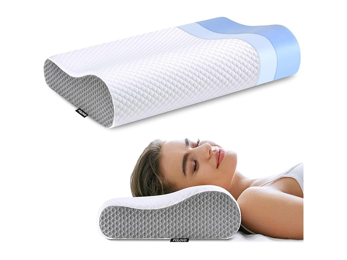 Almofada Cervical Viscoelástica, Design Ergonómico para Pescoço, Alivia Dores no Pescoço e Ombrosbranco acinzentado CZHHMART