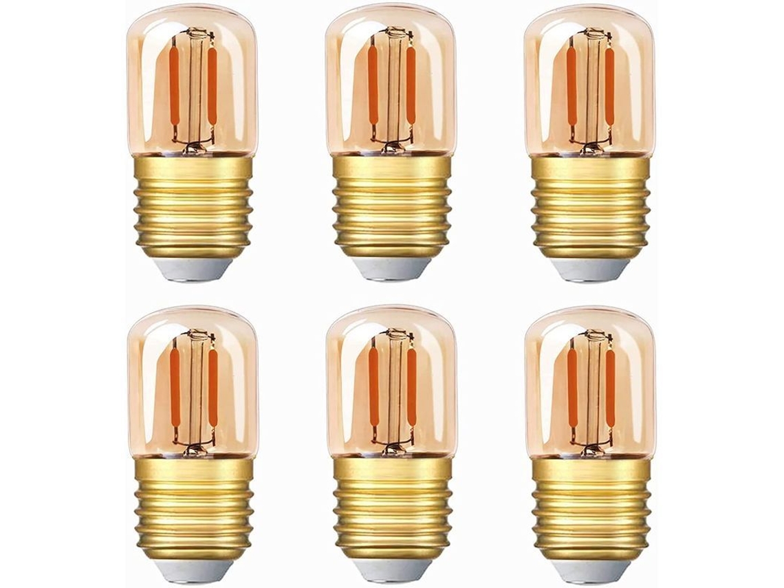 2026 lâmpada Led Tubular Mini, 1w T28 E27 2200k Branco Quente 80lm Vidro Âmbar 6 Pacotes