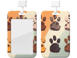 Porta-crachá com estampa de pata de animal de desenho animado, com cordão, capa de plástico impermeável, Crachá De