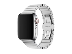 Pulseira De Aço Inoxidável Com Fecho Borboleta Para Apple Watch S10 Se Ultra, Prateada, Compatível Com Tamanhos 38 40 41mm