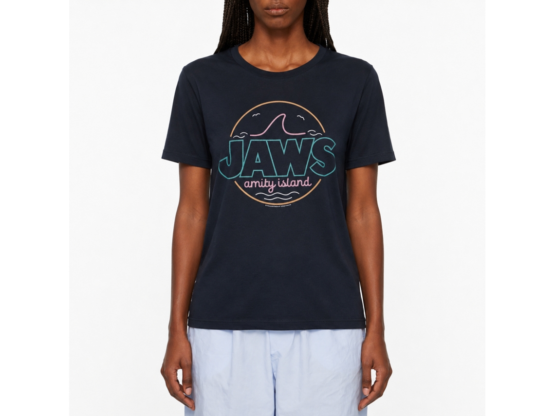 Rockinstone Jaws Movie Jawsline Navy Adult T-shirt Size:l