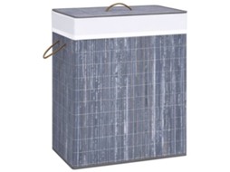 Cesto De Roupa Suja Vidaxl Em Bambu Com 2 Divisórias, Cinza, 100 Litros, Para Organizar E Guardar Roupa Suja De Forma Prática